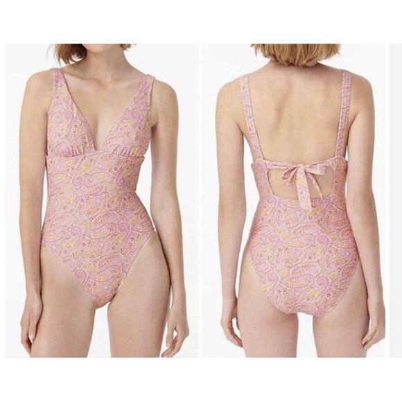 J.Crew Swimwear Matching Set - 6 - Swimsuit + Paddle Shorts, Purple Pink Paisley - Picture 2 of 16